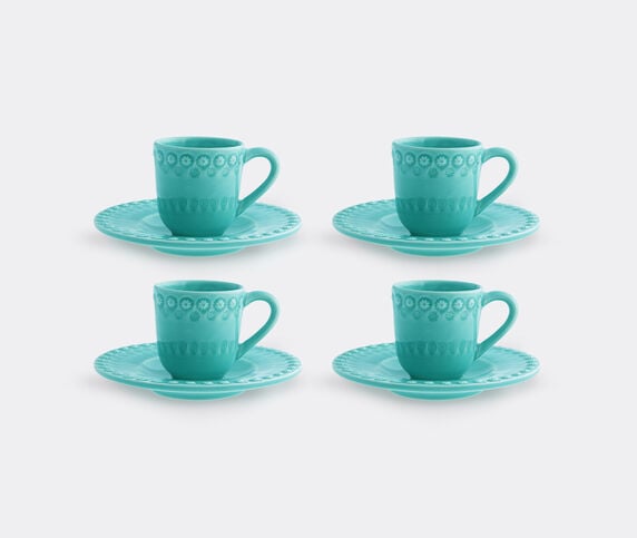 Bordallo Pinheiro ‘Fantasia’ coffee cup and saucer, set of four, acqua green Turquoise BOPI23FAN642LGR