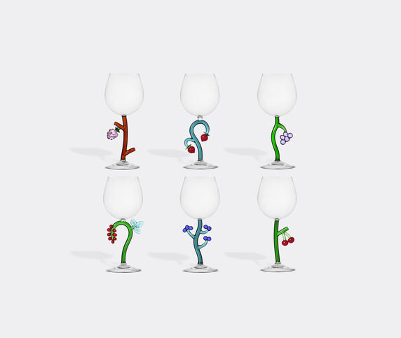 Ichendorf Milano 'Fruits and flowers' optical stemmed glass, set of six multicolor ICMI24FRU916MUL