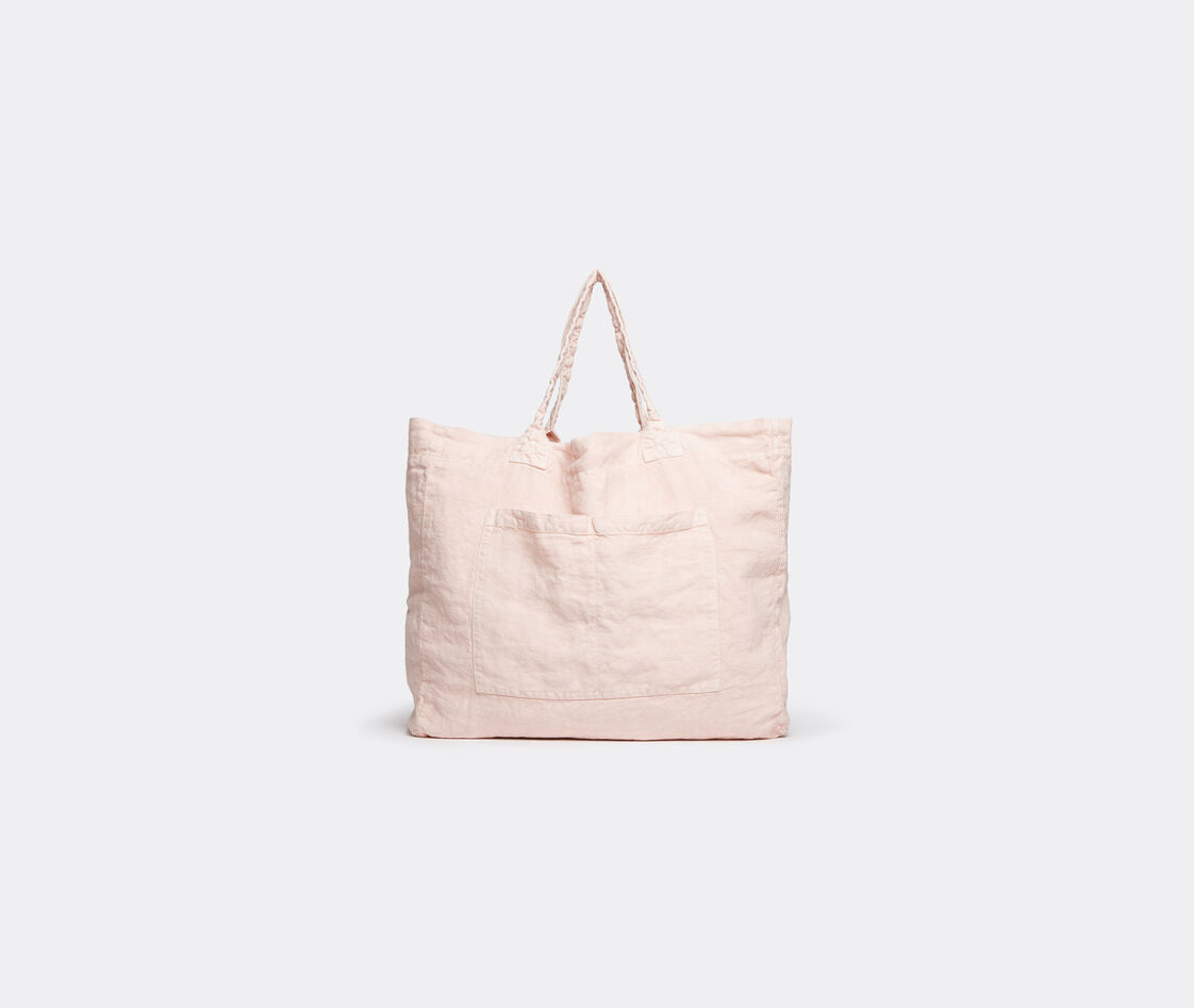 Once Milano Weekend Linen Tote Bag In Pale Pink