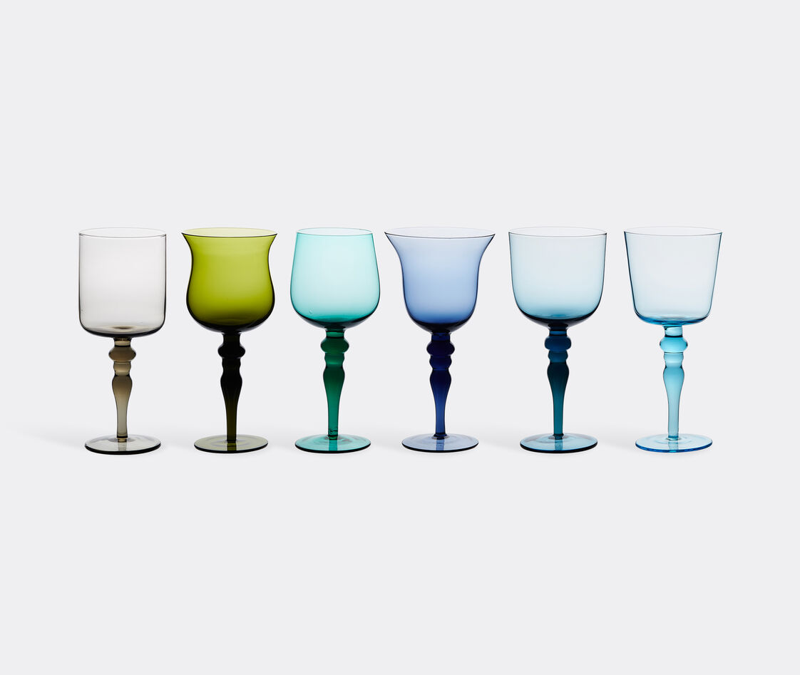 Bitossi Home Set Of Six Glasses In Blue And Green