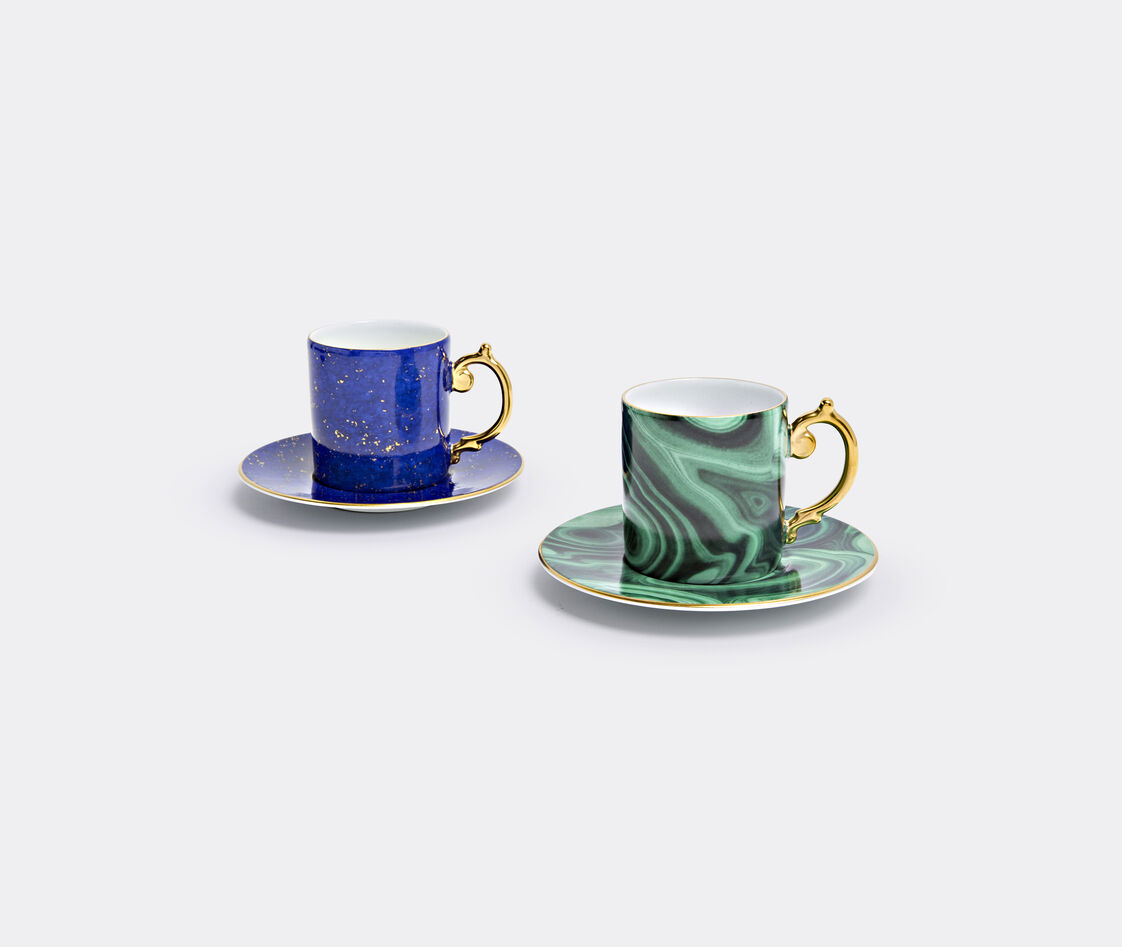 L'Objet Malachite Espresso Cup and Saucer Set - Green