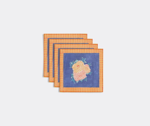 Lisa Corti 'Arabesque Corolla' napkin, set of four, blue and orange undefined ${masterID} 2