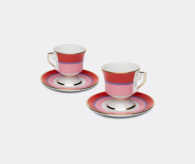 Rainbow set of 2 espresso cups and saucers in pink - La Double J