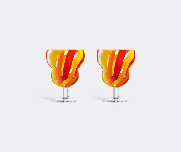 LSA International 'Folk' wine glass, set of two, orange, red and yellow undefined ${masterID}