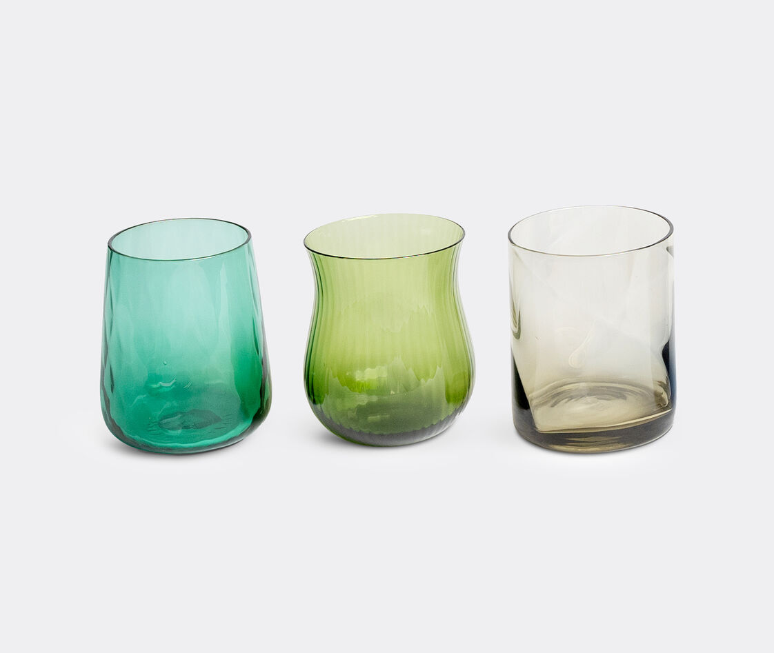 Bitossi Home Set of 6 Glasses Assorted Shapes Nuances Blue Green