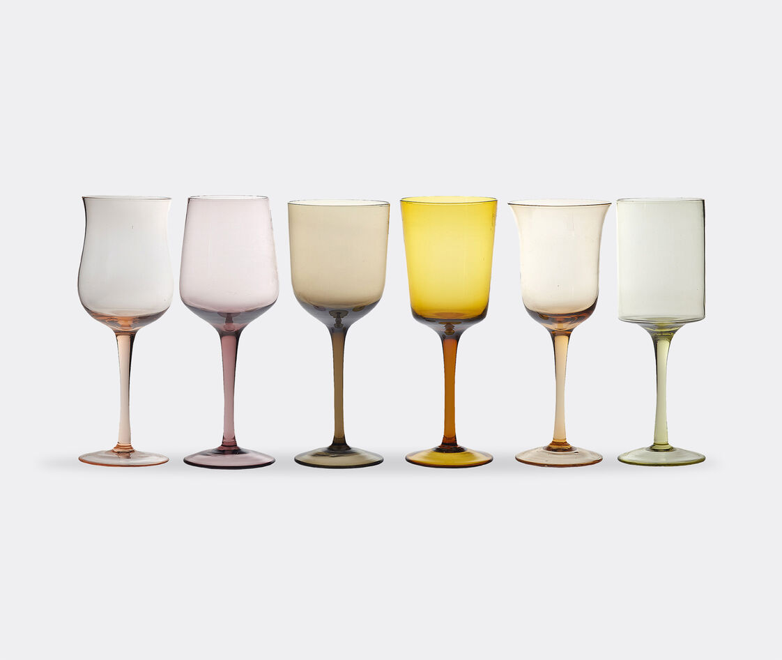Bitossi Home Set Of Six Glasses In Amber And Pink