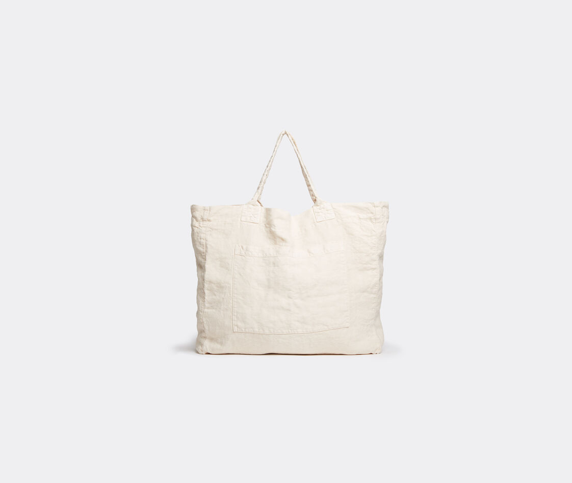 Once Milano Linen Weekend Tote Bag In Cream